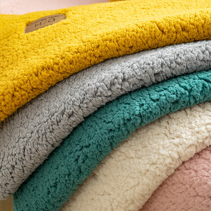 Modern Solid Color Winter Lamb Wool Sofa Cover